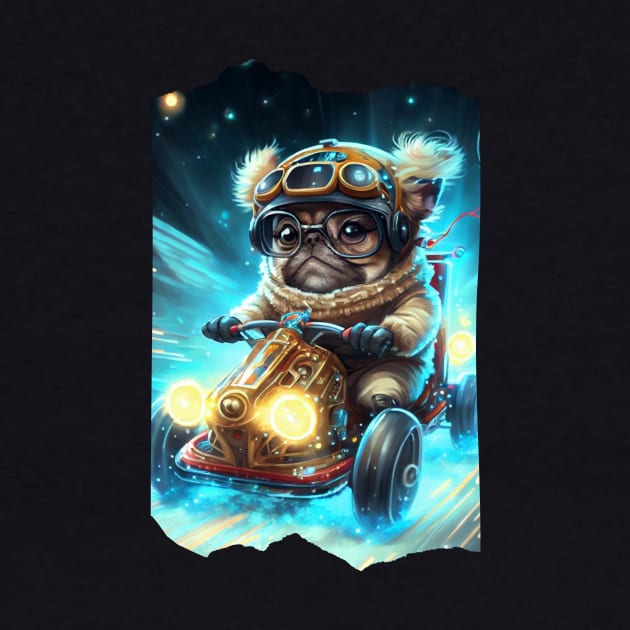 Cyberpunk Pug Super Kart Racing by Wizard Mail Tees and Tops